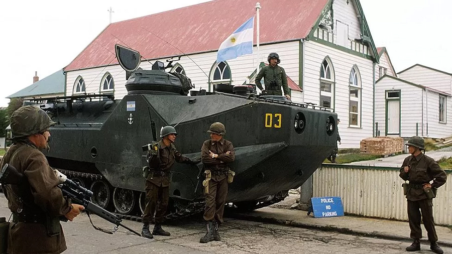 The Argentina military occupying the Falkland Islands
